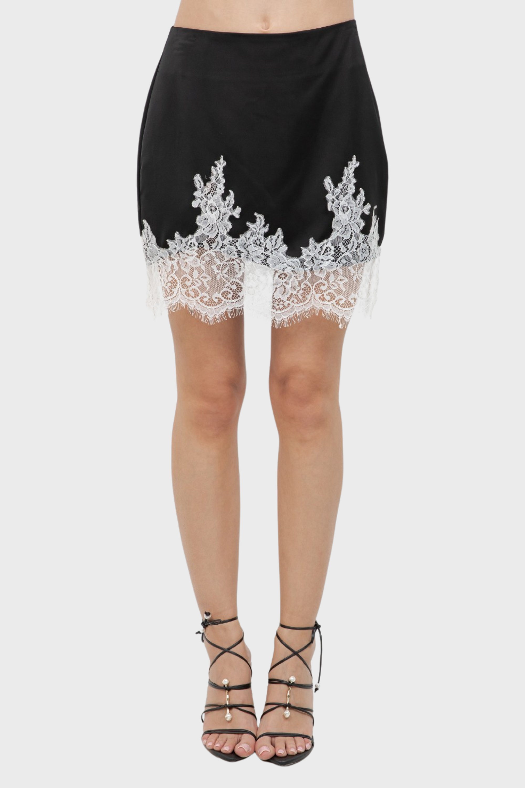 Midnight Lace Satin Skirt